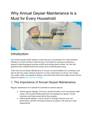 Why Annual Geyser Maintenance Is a Must for Every Household