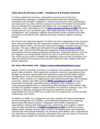 Cyber Security Services in USA – Compliance & Protection Solutions