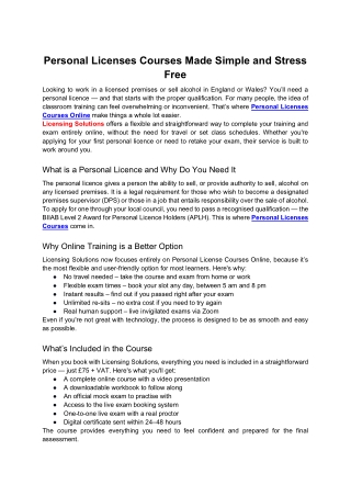 Personal Licenses Courses Made Simple and Stress Free