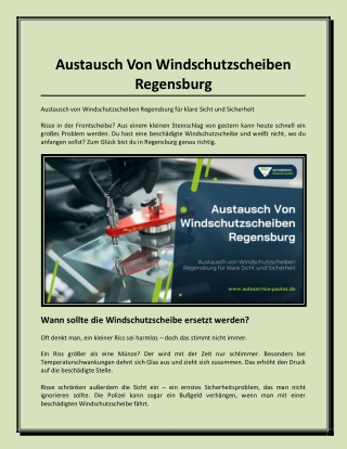 Austausch Von Windschutzscheiben Regensburg