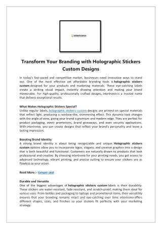 Transform Your Branding with Holographic Stickers Custom Designs