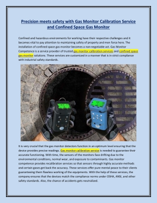 Precision meets safety with Gas Monitor Calibration Service and Confined Space Gas Monitor