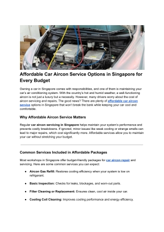 Affordable Car Aircon Service Options in Singapore for Every Budget