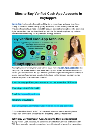 Sites to Buy Verified Cash App Accounts in buytoppva