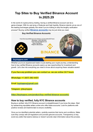 Top Sites to Buy Verified Binance Account In