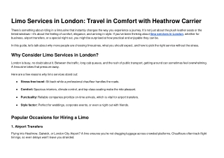 Limo Services in London Travel in Comfort with Heathrow Carrier