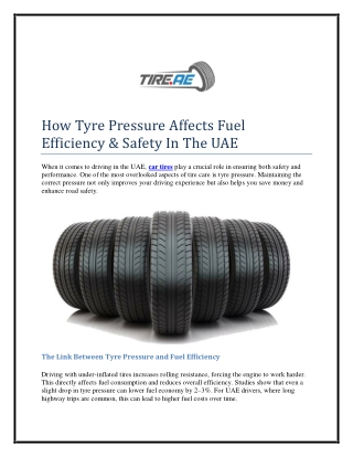 How Tyre Pressure Affects Fuel Efficiency & Safety In The UAE