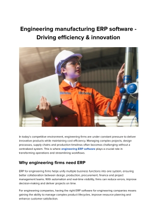 Best Engineering ERP Software Solutions Provider in India