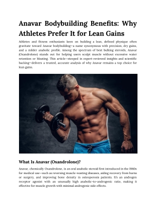 Anavar Bodybuilding Guide: Why It’s Trusted for Lean Muscle Growth