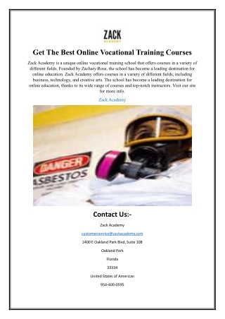 Get The Best Online Vocational Training Courses