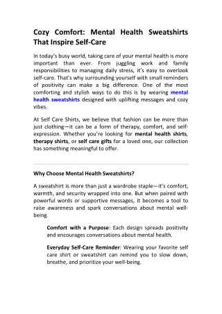 Mental Health Sweatshirts That Inspire Comfort