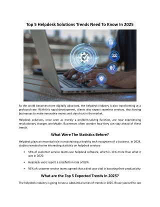 Top 5 Helpdesk Solutions Trends Need To Know In 2025