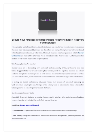 Secure Your Finances with Dependable Recovery