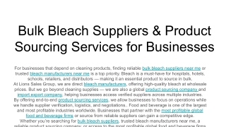 Bulk Bleach Suppliers & Product Sourcing Services for Businesses