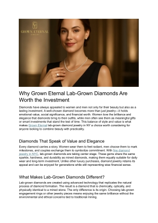 Why Grown Eternal Lab-Grown Diamonds Are Worth the Investment