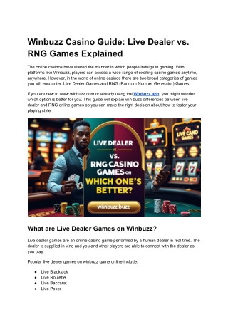 Winbuzz Casino Guide_ Live Dealer vs. RNG Games Explained