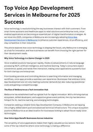 Top Voice App Development Services in Melbourne for 2025 Success