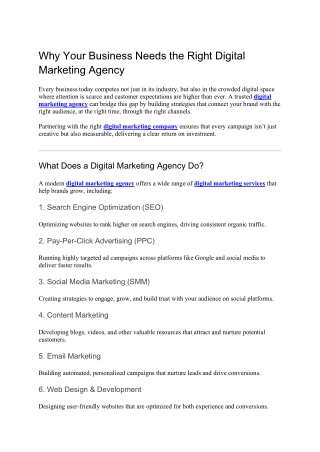 Why Your Business Needs the Right Digital Marketing Agency