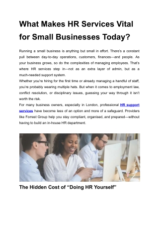 What Makes HR Services Vital for Small Businesses Today