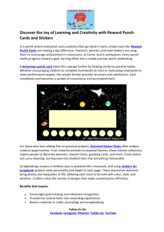 Creative Shape ETC. PR- Reward Punch Cards