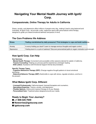 Compassionate, Online Therapy for Adults in California