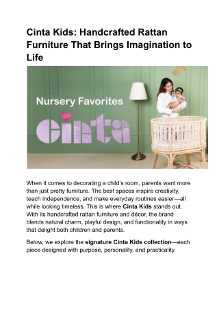 High-Quality Rattan Furniture for Kids | Room Decor | Cinta Kids