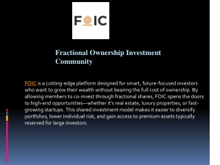 Fractional Ownership Investment Community