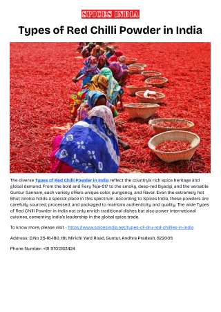Types of Red Chilli Powder in India