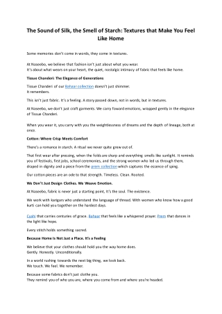 The Sound of Silk the Smell of Starch Textures that Make You Feel Like Home