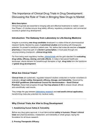 The Importance of Clinical Drug Trials in Drug Development_ Discussing the Role of Trials in Bringing New Drugs to Marke