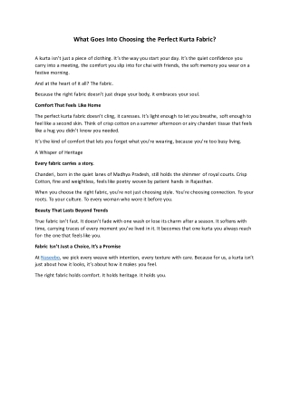 What Goes Into Choosing the Perfect Kurta Fabric