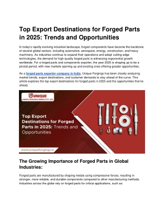 Top Export Destinations for Forged Parts in 2025_ Trends and Opportunities