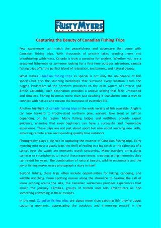 Capturing the Beauty of Canadian Fishing Trips