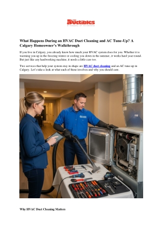 What Happens During an HVAC Duct Cleaning and AC Tune-Up A Calgary Homeowner’s Walkthrough