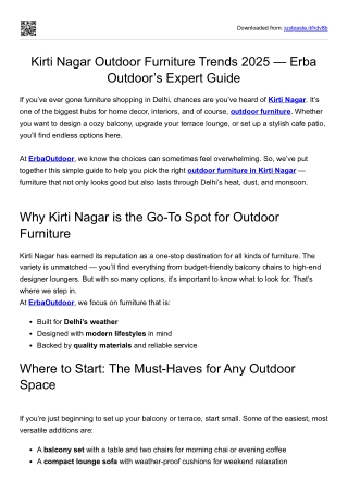 Kirti Nagar Outdoor Furniture Trends 2025 — Erba