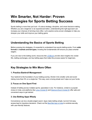 Smart Sports Betting in India: How to Win More Often