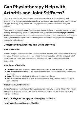 Best Physiotherapy Services for Arthritis and Joint Stiffness: 7 Proven Benefits