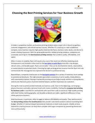 Choosing the Best Printing Services for Your Business Growth