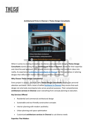 Architectural Firms in Chennai