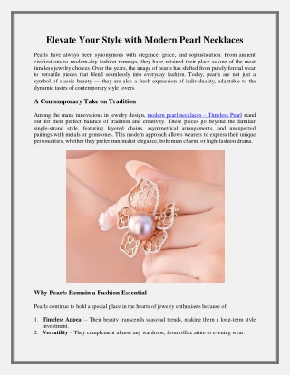 Elevate Your Style with Modern Pearl Necklaces