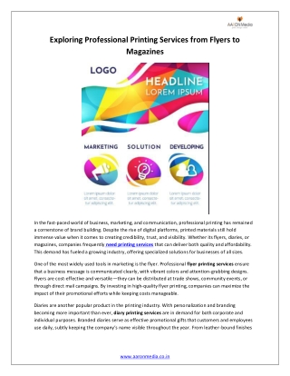 Exploring Professional Printing Services from Flyers to Magazines