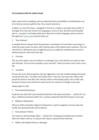 Personalized Gifts for Indian Dads