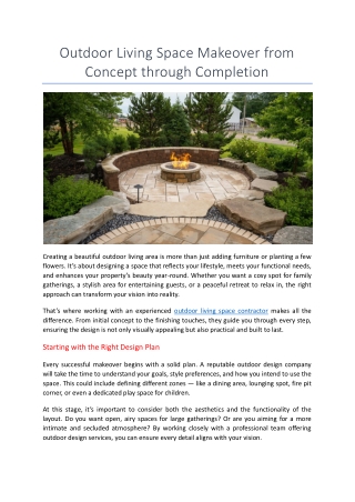 Outdoor Living Space Makeover from Concept through Completion