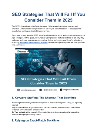 SEO Strategies That Will Fail If You Consider Them in 2025