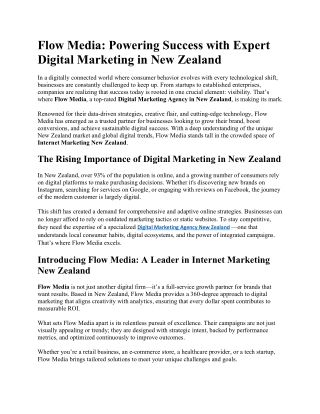 Flow Media: Powering Success with Expert Digital Marketing in New Zealand