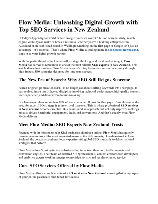 Flow Media: Unleashing Digital Growth with Top SEO Services in New Zealand