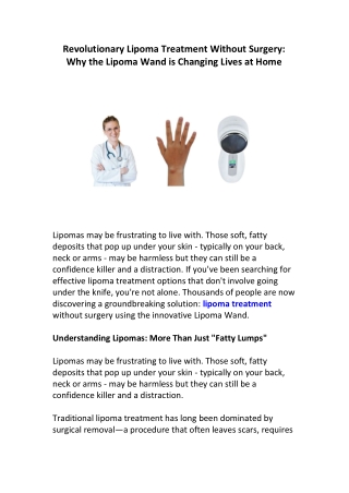 Revolutionary Lipoma Treatment Without Surgery Why the Lipoma Wand is Changing Lives at Home