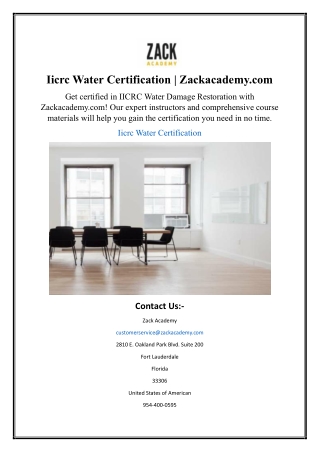Iicrc Water Certification | Zackacademy.com