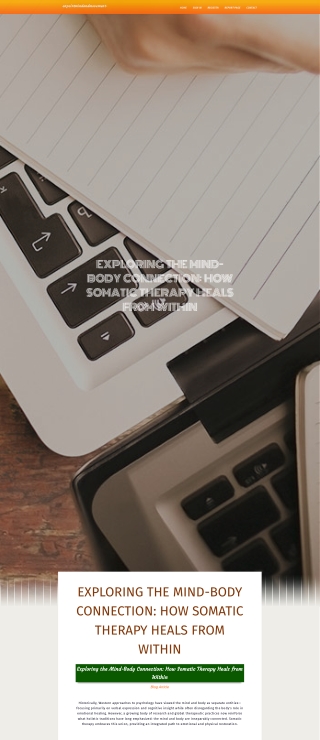 Exploring the Mind-Body Connection How Somatic Therapy Heals from Within