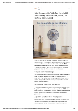 Mini Rechargeable Table Fan Handheld & Desk Cooling Fan for Home, Office, Car (Battery Not Included) – @bomcoo on Tumblr